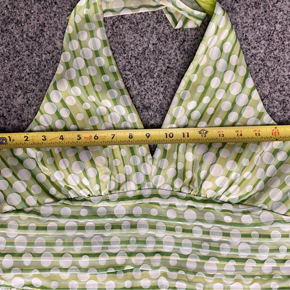 ROBBIE BEE Womens Halter Green White Polka Dot Fit-n-flare Dress 16 Pin Up - Picture 13 of 17